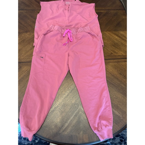 FIGS Women's Scrub Set Top & Jogger Pants Pink Medical Uniform |P1 - Picture 1 of 5